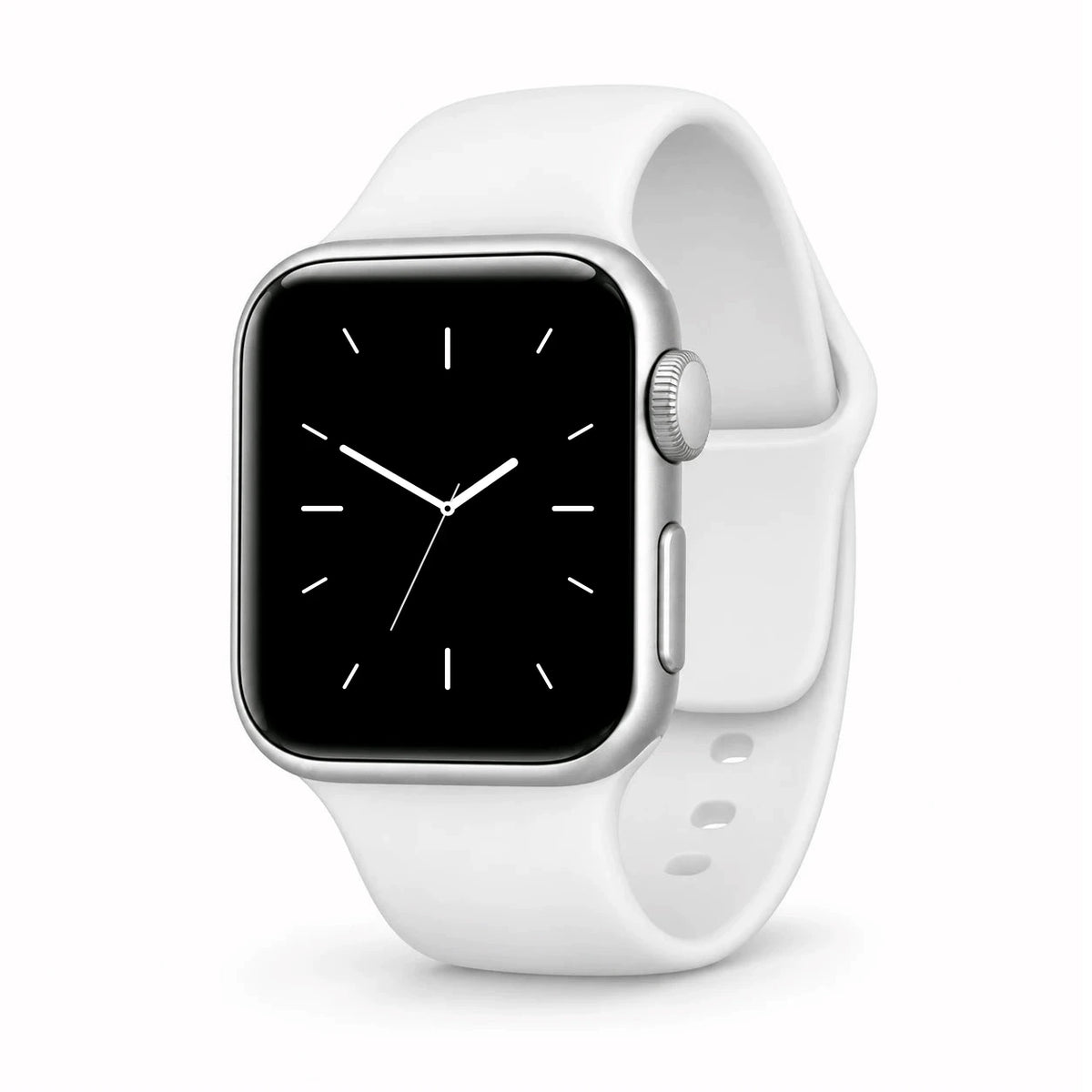 Reloj inteligente RelojClaro blanco, vista en ángulo
