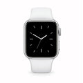 Reloj inteligente RelojClaro blanco con caja plateada, vista frontal