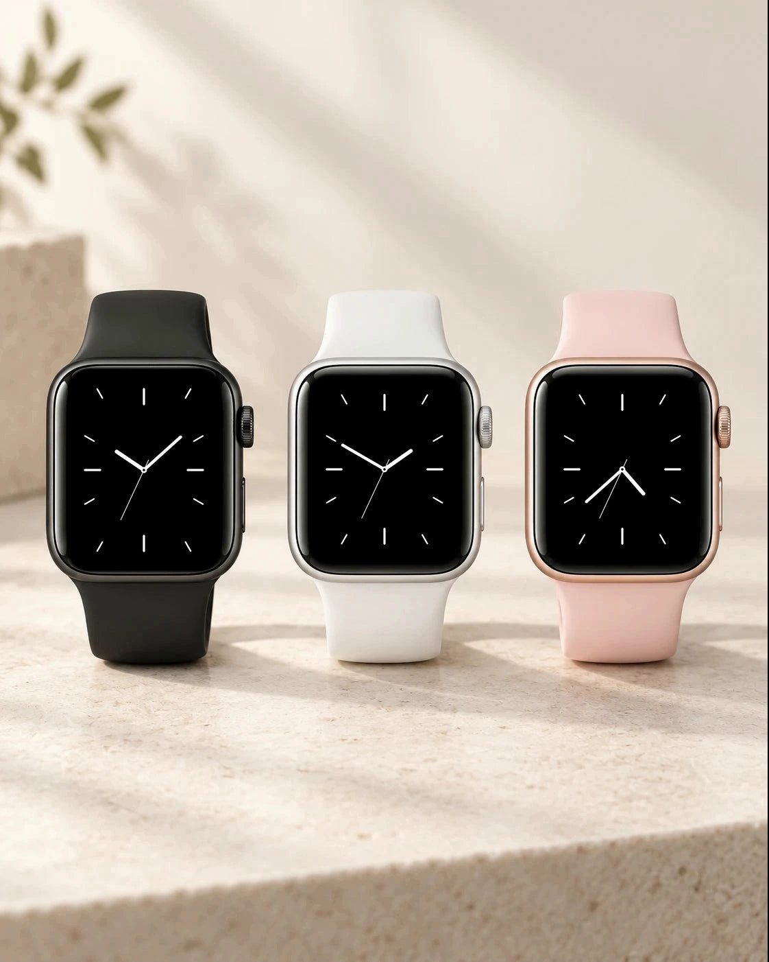 Reloj inteligente RelojClaro en negro, blanco y rosa